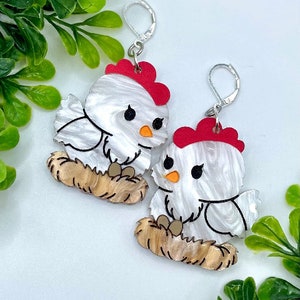 Glowforge Laser Nesting Chicken Acrylic Earrings File Digital Download SVG