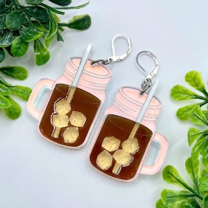 Glowforge Laser Mason Jar Iced Tea Layered Acrylic Earrings Plik do pobrania cyfrowego SVG