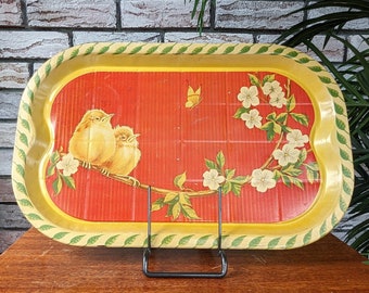 Vintage Handiware tray with birds, flowers and a butterfly