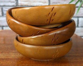 BARIBOCRAFT Canada Wheat Pattern Wooden Bowls (set of 4)