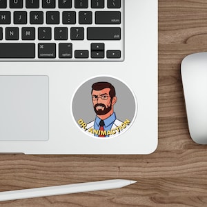 Dr. Animaction YouTube Channel Logo - Die-Cut Sticker Decal Label Retro Classic