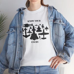 G.I. Joe Cobra Inspired "Know Your Enemy" Aircraft Silhouettet - Men Women Heavy Cotton Classic Retro Tee Shirt, Tshirt Multiple Colors