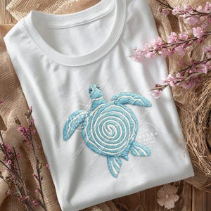 Diseño PNG de tortuga marina / Arte de sublimación para camiseta con patchwork costero (descarga digital)