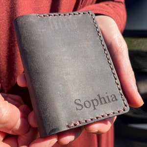 Gift For Mom, Personalized Minimalist Wallet, Leather Wallet, Gift For Her, Womens Wallet, Christmas Gift, Wallet Women, Anniversary Gift