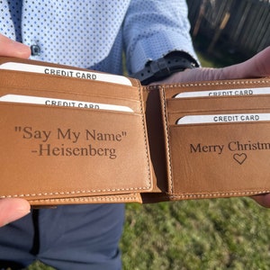 Personalized Leather Mens  Wallet, Christmas Gift,  Birthday Gift, Engraved Custom Anniversary Wallet, Gift For Boyfriend, Fathers Day Gift