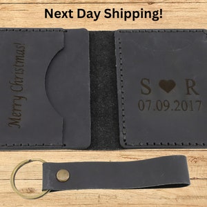 Portefeuille en cuir minimaliste, cadeaux pour papa, portefeuille personnalisé, cadeau pour lui, portefeuille pour homme, cadeau de fête des pères. Cadeau de Noël, cadeau d'anniversaire