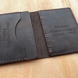 Portefeuille en cuir personnalisé, Portefeuille pour homme, Portefeuille minimaliste, Portefeuille porte-cartes, Cadeau pour papa, Cadeau pour lui, Cadeau de Noël, Fête des pères