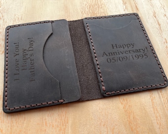 Personalized Leather Wallet, Mens Wallet, Minimalist Wallet, Card Holder Wallet, Gift For Dad, Gift For Him, Christmas Gift, Fathers Day
