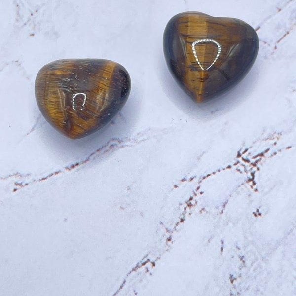 Tigers eye mini puffy heart for root and solar plexus  chakra crystal unicorn healing