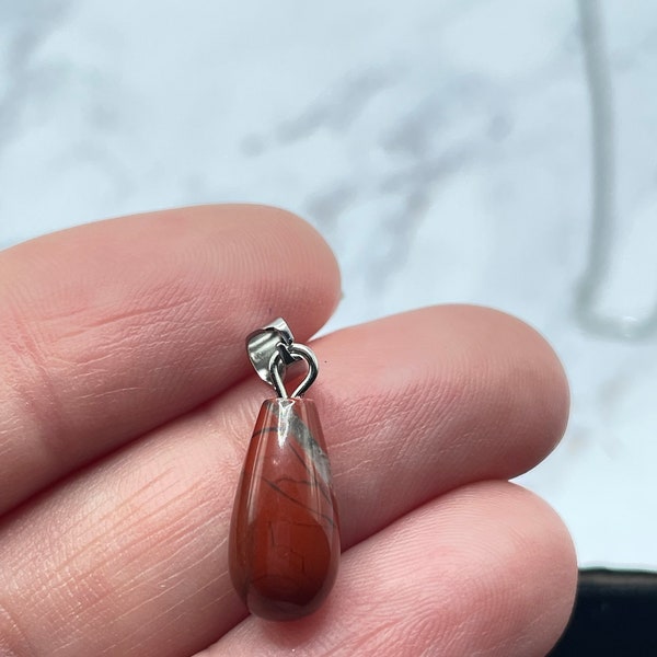 Red jasper teardrop necklace for root chakra Crystal Unicorn Healing