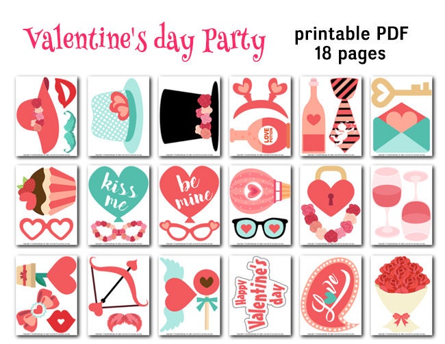 Printable Valentine's Day Photo Booth Props, Love Valentine's Party Photo Booth Props ...