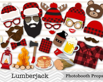 Printable Lumberjack Photo Booth Props, Woodland Photo Booth Props, Lumberjack and Jill Photo Booth Props, Instant Download