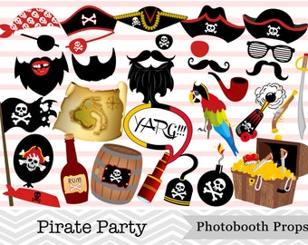 Printable Pirate Party Photo Booth Props, Pirate Birthday Party Photo Booth Props, Instant Download