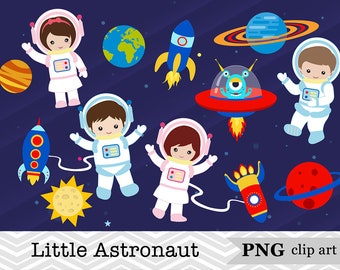 23 Little Astronaut Clip Art, Space Adventure Clipart, Boy and Girl Astronaut Clipart, Little Astronaut Scrapbook, Instant Download