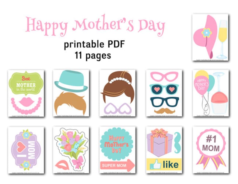 Printable Mother's Day Photo Booth Props, Happy Mother's Day Photo Booth Props, Best Mom Photo ...