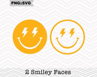 2 Smiley Gesicht SVG, Blitz Bolt Auge Smiley Gesicht Clipart, Emoji SVG Schneidedatei, Emoji ClipArt, Emoji Schneidedatei, sofortiger Download