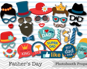 Printable Father's Day Photo Booth Props, I Love Dad Photo Booth Props, Happy Father's Day, Best Dad, No.1 Dad, Like Dad, Instant Download