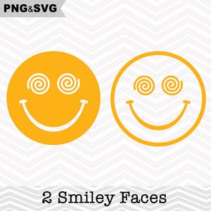 2 Smiley Face SVG, Spiral Eyes Smiley Face Clipart, Emoji SVG Cutting File, Emoji Clip Art, Emoji Svg Cricut Cutting File, Instant Download