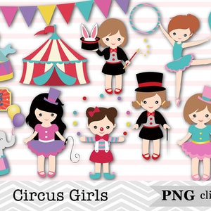 28 Circus Girl Clip Art, Little Circus Girls Clipart, Carnival Clipart, Circus Girl Carnival Scrapbook, Instant Download
