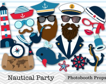 Printable Nautical Party Photo Booth Props, Sailor Party Photo Booth Props, Captain Photo Booth Props, Instant Download