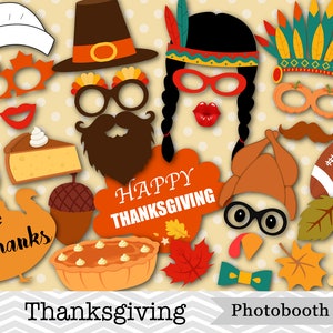 Printable Thanksgiving Party Photo Booth Props, Give Thanks Party Photo Booth Props, Fall Season Party Photo Booth Props, Instant Download