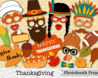 Printable Thanksgiving Party Photo Booth Props, Give Thanks Party Photo Booth Props, Fall Season Party Photo Booth Props, Instant Download