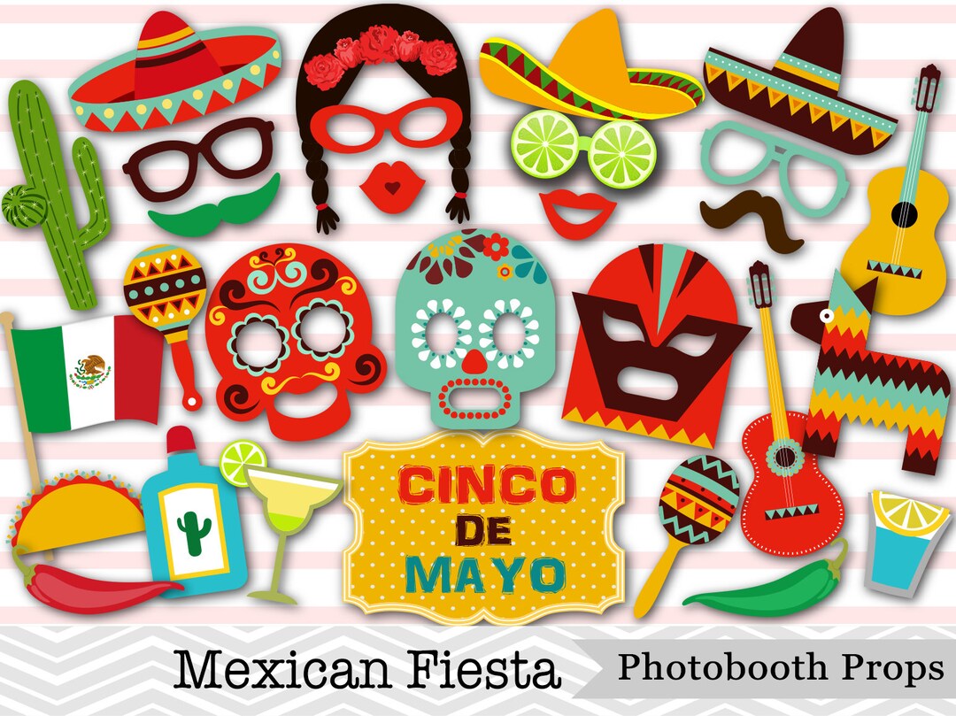 Printable Mexican Fiesta Party Photo Booth Props, Cinco De Mayo Photo ...