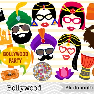 Printable Bollywood Party Photo Booth Props, India Themed Party Photo Booth Props, Instant Download