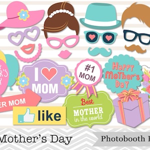Printable Mother&#39;s Day Photo Booth Props, Happy Mother&#39;s Day Photo Booth Props, Best Mom Photo Booth Props, Instant Download