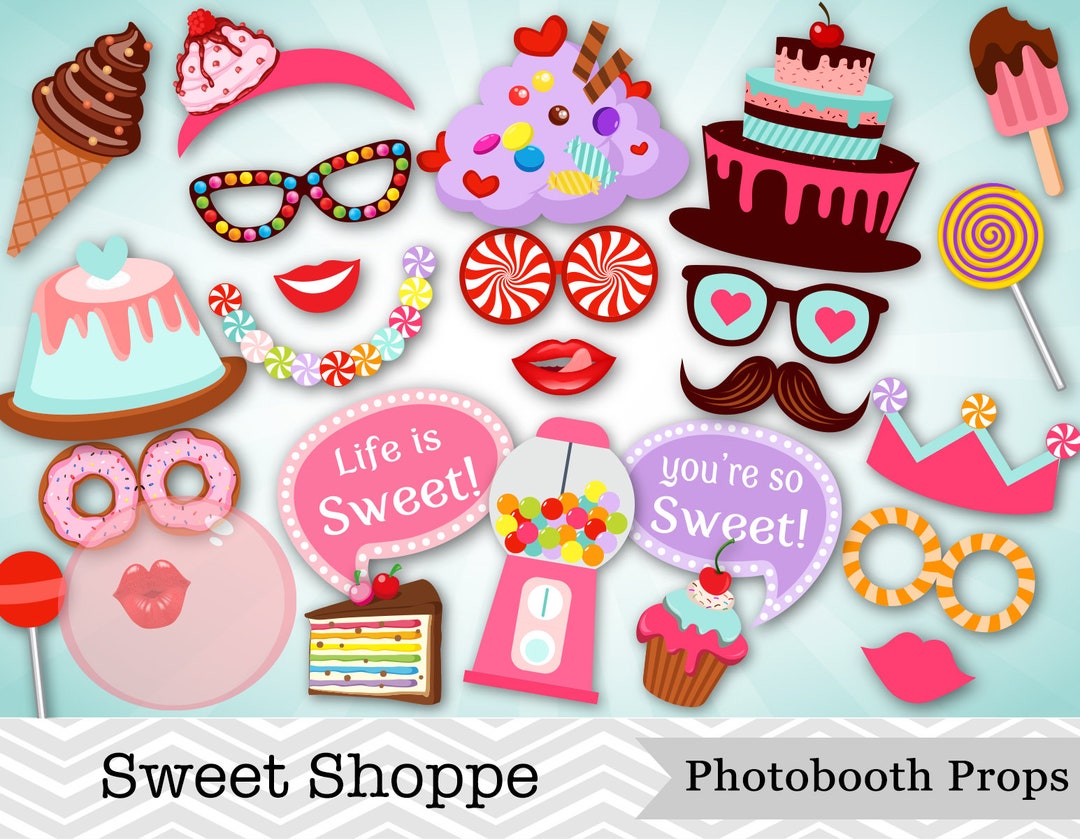 Printable Sweet Shoppe Photo Booth Props, Sweet Party Photo Booth Props