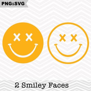 2 Smiley Face SVG, Olhos Cruzados Smiley Face Clipart, Emoji SVG Arquivo de Corte, Emoji Clip Art, Emoji Svg Arquivo de Corte Cricut, Download Instantâneo