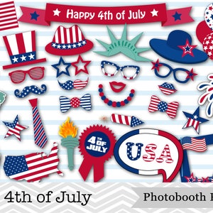 Printable Independence Day Photo Booth Props, 4th of July Photo Booth Props, American Party Photo Booth Props, Instant Download