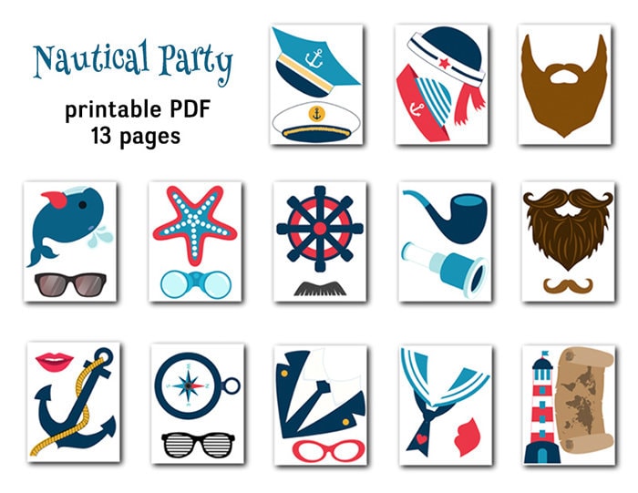 Printable Nautical Party Photo Booth Props, Sailor Party Photo Booth Props, Captain Photo Booth ...