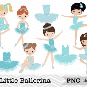 34 Little Ballerina Clip Art, Blue Ballerina Girl Clipart, Girl Dancing Clipart, Little Girl Dancer Scrapbook Instant Download