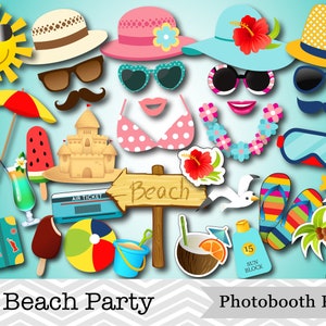 Printable Summer Beach Party Photo Booth Props, Summer Vacation Photo Booth Props, Summer Party Photo Booth Props, Instant Download