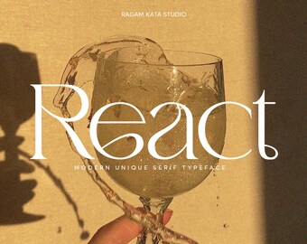 React - Retro Serif Font, Elegant Font, Canva Font, Modern Font, Boho Font, Logo Font, Groovy Font, Silhouette Font
