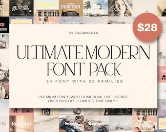 Ultimate Modern Font Bundle - Svg, Canva Font, Font for Cricut, Fonts, Retro Font, Handwritten Fonts, Cricut Font, Procreate Fonts, Vintage