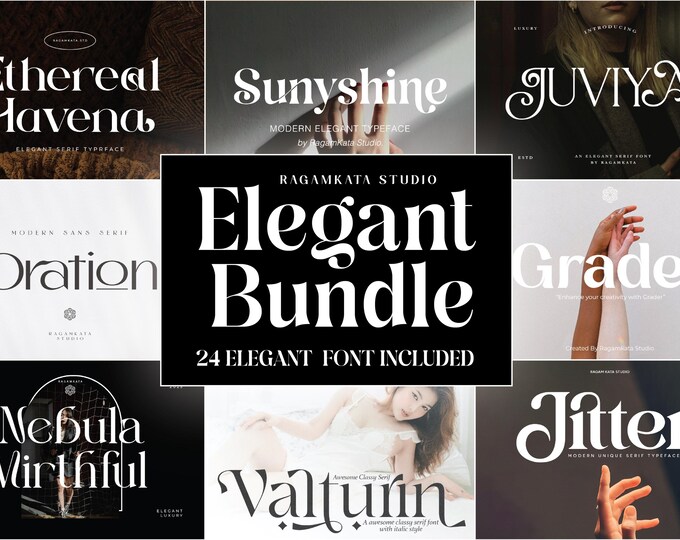 Elegant Font Bundle - Handcrafted Serif, Script & Calligraphy Fonts for ...