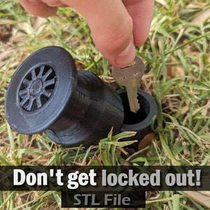 STL File Realistic Sprinkler Key Hider/Holder, Water Resistant, Protection from Garden Yard Soil & Rain, Key and Cash Storage, 3D Model