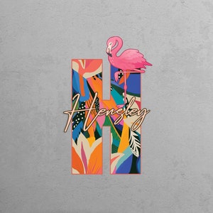 Placa de madeira de flamingo para berçário, decoração de quarto com arte de parede tropical, placa de nome para bebê, presentes personalizados para bebê, placa de nome para hospital