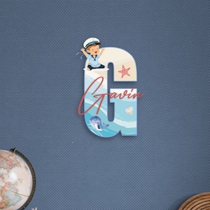 Signo del nombre del capitán Wood para la guardería, decoración de la habitación del mar del niño, placa con el nombre del bebé, regalos personalizados para el bebé, signo del nombre del bebé del hospital