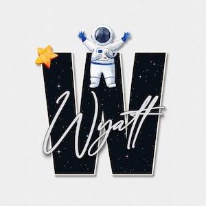Espacio, signo de nombre de madera de cohete para guardería, decoración de niño astronauta, placa de nombre de bebé, regalos personalizados para bebé, signo de nombre de bebé para el hospital