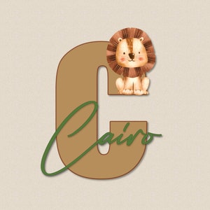 Letrero de madera con nombre de animal para guardería, decoración de habitación de niño león, placa con nombre de bebé, regalos personalizados para bebé, letrero con nombre de bebé para hospital