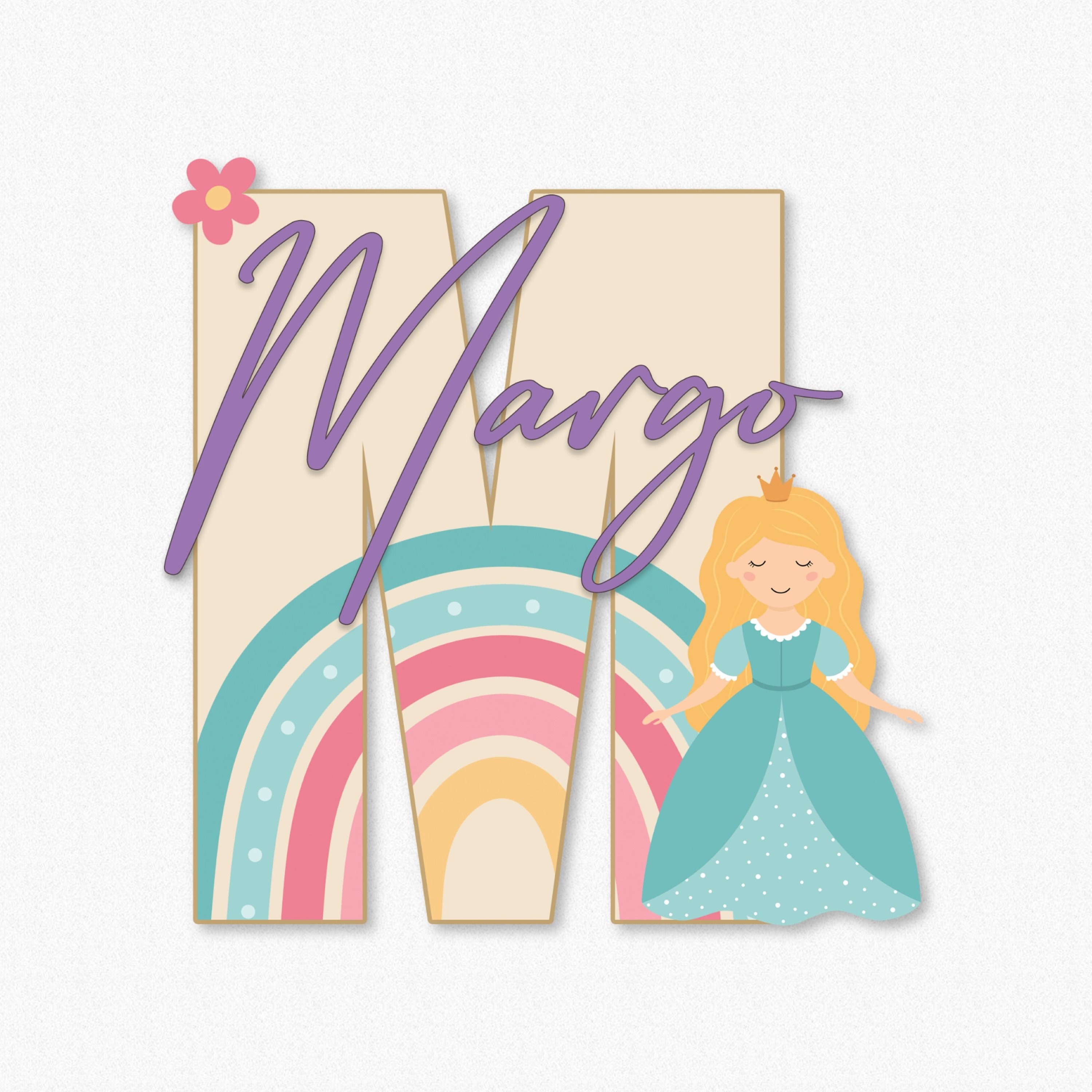 Targa Nome Con Corona Per Camera Bambini - Decorazione Personalizzata Per Porte E Pareti - Foto 10