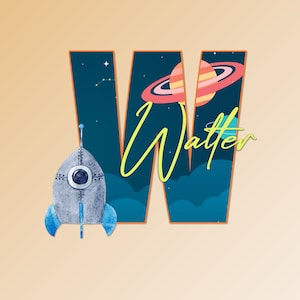 Letrero de madera con nombre de cohete espacial para guardería, decoración de habitación de niño con cohete, placa con nombre de bebé, regalos personalizados para bebé, letrero con nombre de bebé para hospital