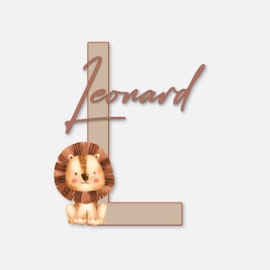 Sinal de nome de madeira animal para berçário, decoração de quarto de leão de menino, placa de nome do bebê, presentes personalizados para bebê, sinal de nome do bebê para hospital