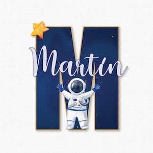 Espacio, signo de nombre de madera de cohete para guardería, decoración de niño astronauta, placa de nombre de bebé, regalos personalizados para bebé, signo de nombre de bebé para el hospital