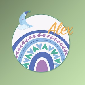 Signo de nombre de madera del arco iris para la guardería, decoración de la habitación de la luna, placa de nombre del niño, signo de regalos personalizados para el hospital, bajo el tema Ver