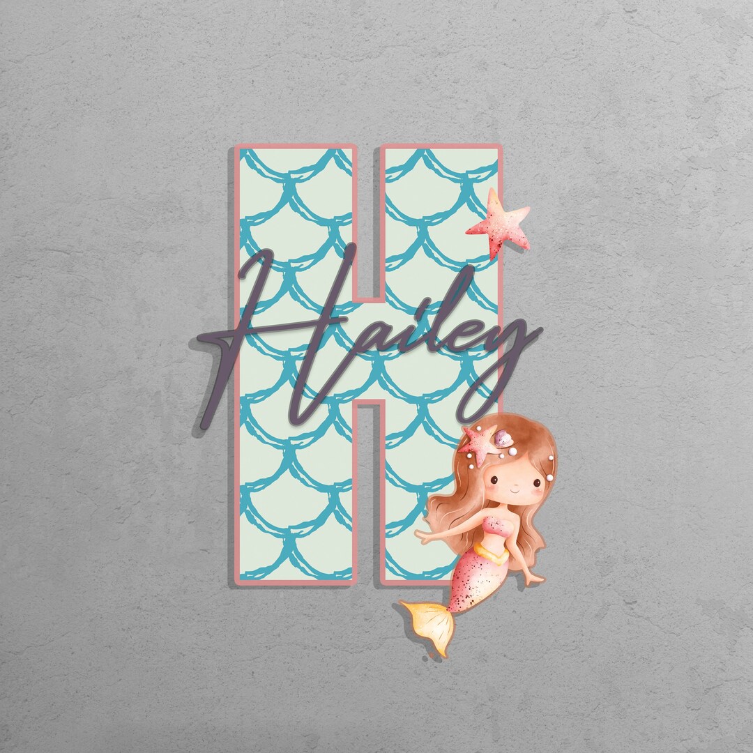 Mermaid Wood Name Sign for Nursery, Ocean Room Decor, Baby Girl Name ...