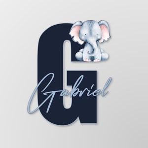 Signo de nombre de madera animal para guardería, decoración de habitación de elefante niño, placa de nombre de bebé, regalos personalizados para bebé, signo de nombre de bebé para hospital